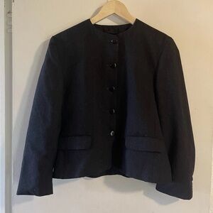 Jaeger Woman's Black Wool Blazer‎ Sz 12  Office Business Formal Academia